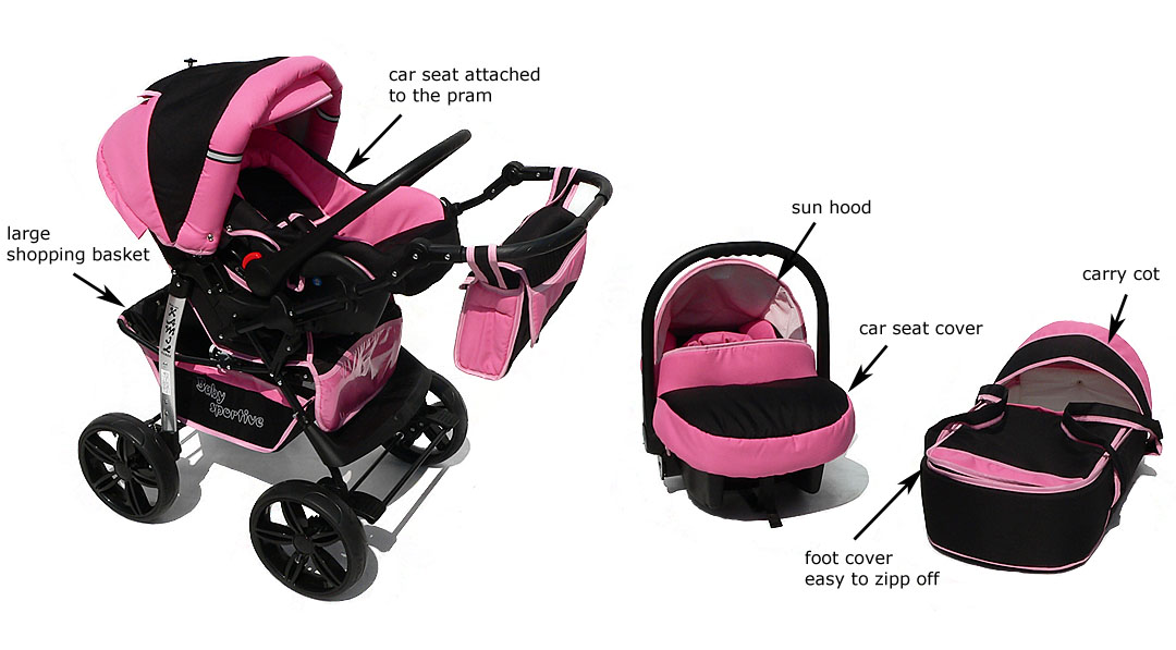 NEW Baby Pram Child Stroller Pushchair + Car seat + Umbrella
